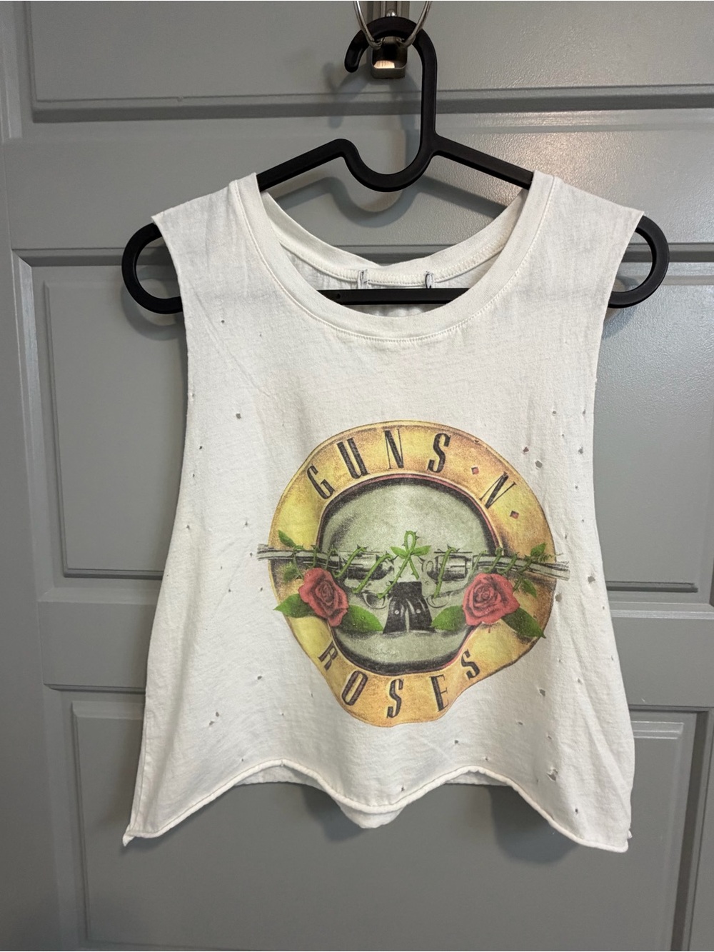 Vintage Guns-N-Roses Graphic Crop Muscle T Shirt Color White/Cream Size S/M
